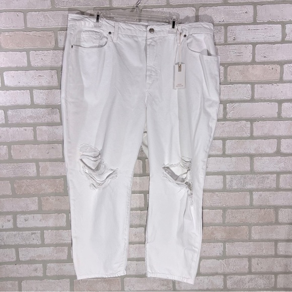Good American NWT 90’s Duster Natural Fray Straight Leg Jeans in White Size 18 - Picture 2 of 10